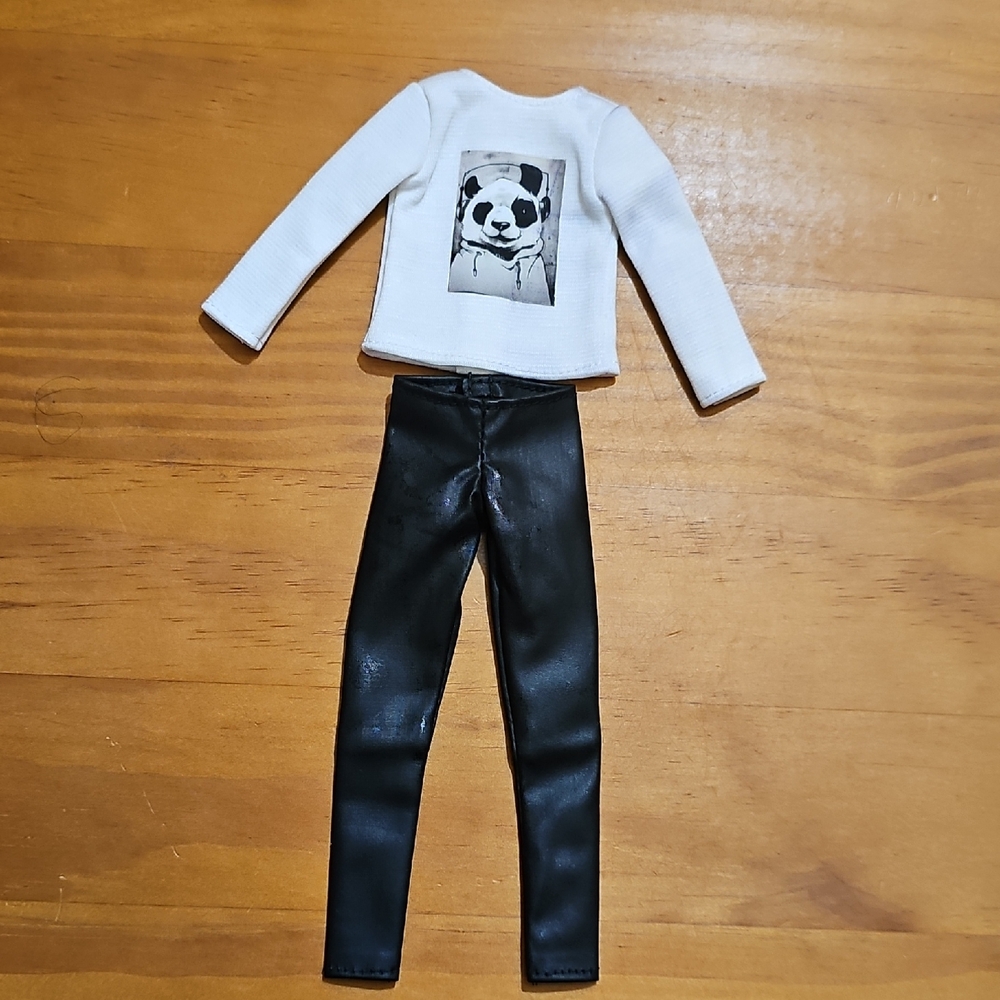Hand Made 2 piece Panda Print Doll Outfit  for Curvy Barbie